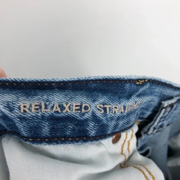 American Eagle Mens Relaxed Straight Jeans‎ Size 36x29 Light Wash - Picture 9 of 16